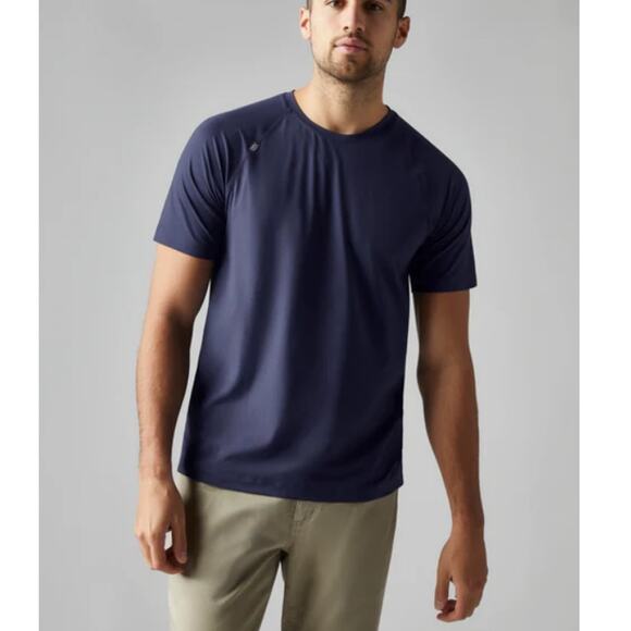 Rhone Men's Navy Reign Short Sleeve Soft Sweat-Wicking Tee Size S - Picture 1 of 8